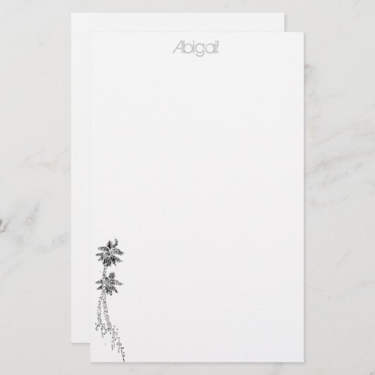 ヤシの木の文房具 – パーソナライズされた 便箋 (正面/裏面)