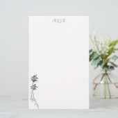 ヤシの木の文房具 – パーソナライズされた 便箋 (スタンド正面)