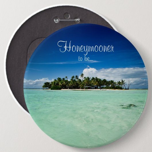 ヤシの木の新婚旅行ボタンが付いている太平洋諸島 缶バッジ (正面&裏面)