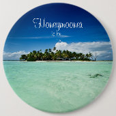 ヤシの木の新婚旅行ボタンが付いている太平洋諸島 缶バッジ (正面)