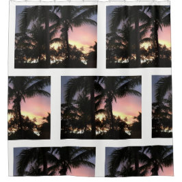 ヤシの木の日没 シャワーカーテン