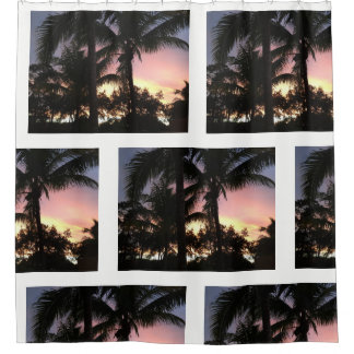 ヤシの木の日没 シャワーカーテン