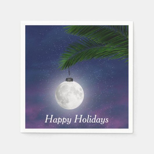 ヤシの木の月のクリスマスオーナメント スタンダードカクテルナプキン (正面)