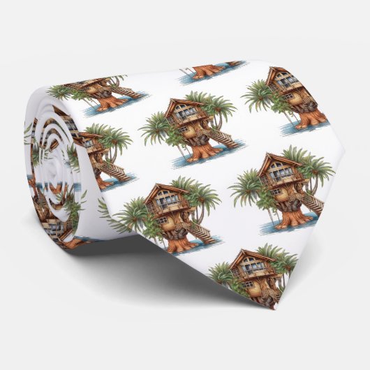 ヤシの木の木の家 ネクタイ (ロール)