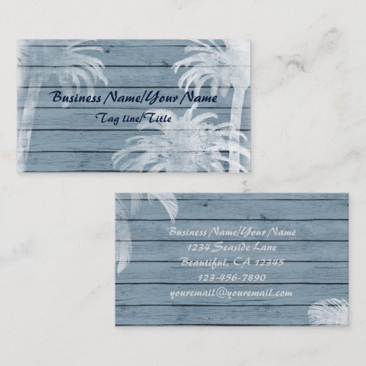 ヤシの木の木素朴の背景ビーチ 名刺 (正面/裏面)