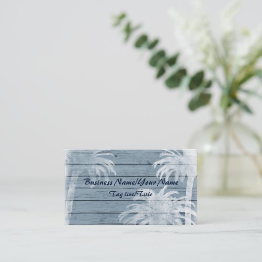 ヤシの木の木素朴の背景ビーチ 名刺 (スタンド正面)