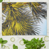 ヤシの木の枝、午後の太陽 キッチンタオル (折り畳み)