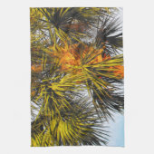 ヤシの木の枝、午後の太陽 キッチンタオル (縦)