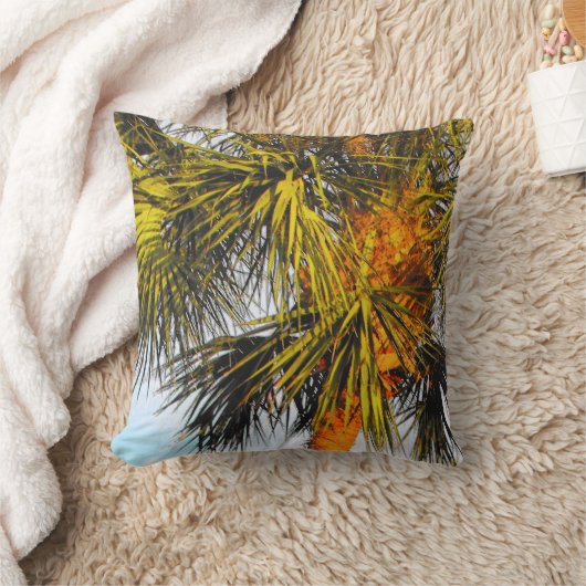 ヤシの木の枝、午後の太陽 クッション (ブランケット)