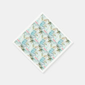 ヤシの木の模様を持つ水彩帆船 スタンダードカクテルナプキン (角)