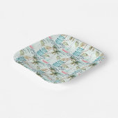 ヤシの木の模様を持つ水彩帆船 ペーパープレート (傾斜あり)