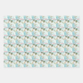 ヤシの木の模様を持つ水彩帆船 ラッピングペーパーシート (正面2)