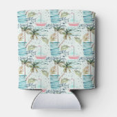 ヤシの木の模様を持つ水彩帆船 缶クーラー (裏面)