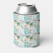 ヤシの木の模様を持つ水彩帆船 缶クーラー (缶裏面)