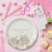 ヤシの木の水の色タン沿岸結婚の ペーパープレート (パーティー)