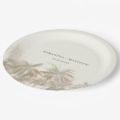 ヤシの木の水の色タン沿岸結婚の ペーパープレート (アングル)