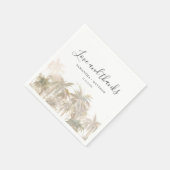 ヤシの木の水彩沿岸結婚部 スタンダードカクテルナプキン (角)