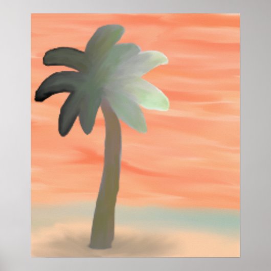 ヤシの木の水色 ポスター (正面)