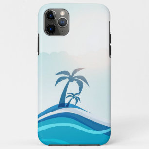 ヤシの木の海が青(すべての電話) iPhone 11 PRO MAXケース