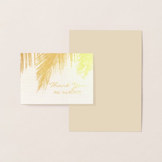 ヤシの木の熱帯の目的地の結婚式ありがとう 箔カード (ディスプレー)