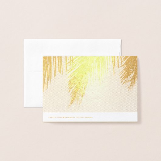 ヤシの木の熱帯の目的地の結婚式ありがとう 箔カード (裏面封筒付き)