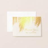 ヤシの木の熱帯の目的地の結婚式ありがとう 箔カード (封筒付き正面)