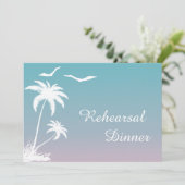 ヤシの木の熱帯ビーチ結婚式リハーサルディナー 招待状 (スタンド正面)