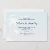 ヤシの木の熱帯ビーチ結婚式リハーサルディナー 招待状 (裏面)