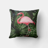 ヤシの木の熱帯ピンクのフラミンゴのクッションの黒 クッション (裏面)