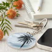 ヤシの木の熱帯写真キーリング キーホルダー (正面右)