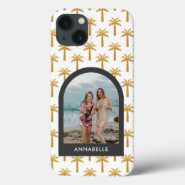 ヤシの木の熱帯夏のアーチシックマスタード写真 iPhone 13ケース