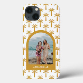 ヤシの木の熱帯夏のアーチシックマスタード写真 iPhone 13ケース