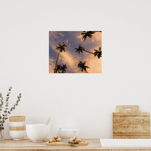 ヤシの木の熱帯夏の写真 ポスター (キッチン)