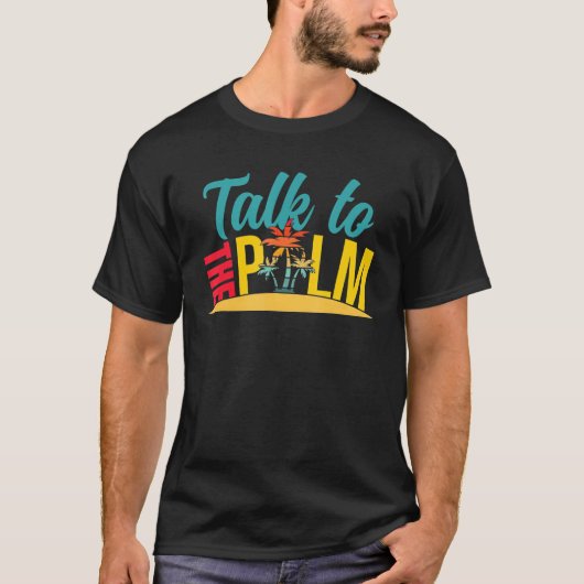 ヤシの木の熱帯島に話をする Tシャツ (正面)