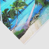 ヤシの木の熱帯島のビーチ 薄葉紙 (詳細)