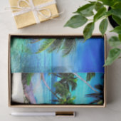 ヤシの木の熱帯島のビーチ 薄葉紙 (ギフト)