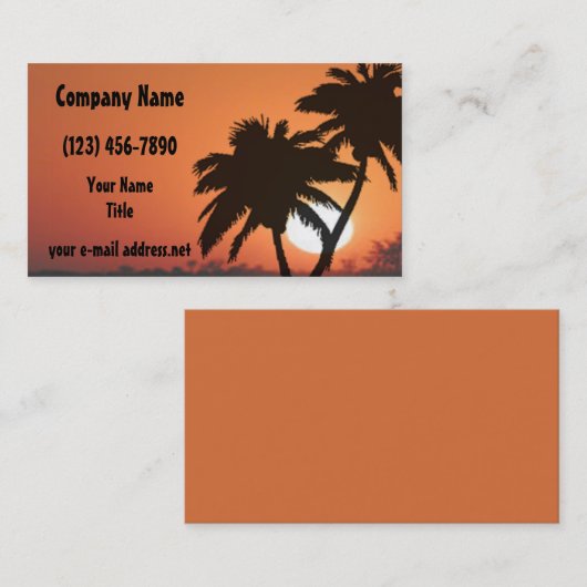 ヤシの木の熱帯日没 名刺 (正面/裏面)