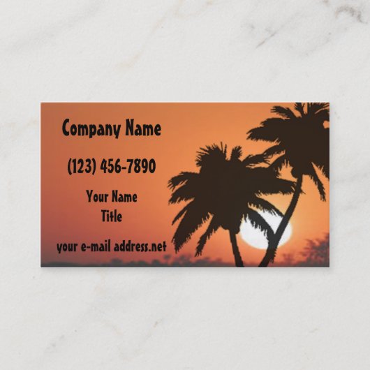 ヤシの木の熱帯日没 名刺 (正面)
