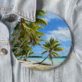 ヤシの木の白い砂のビーチボタン 缶バッジ (インサイチュ)