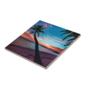 ヤシの木の砂浜の熱帯楽園の島 タイル (側面)