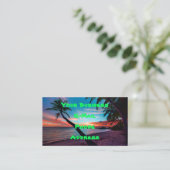 ヤシの木の砂浜の熱帯楽園の島 名刺 (スタンド正面)