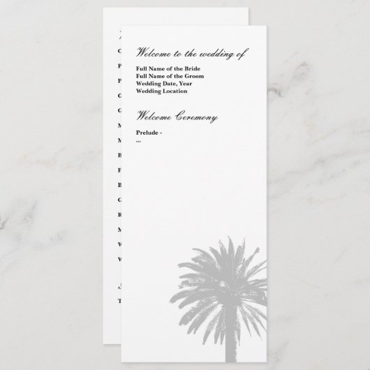 ヤシの木の結婚式プログラムテンプレート プログラム (正面/裏面)