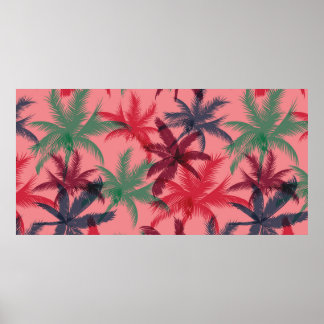 ヤシの木の継ぎ目のないパターン ポスター