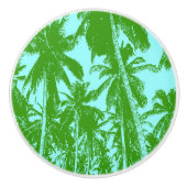 ヤシの木の緑と青のパターン。 セラミックノブ (正面)