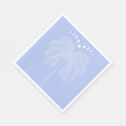 ヤシの木の線スケッチ白薄紫ムーン相 スタンダードランチョンナプキン (角)