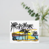 ヤシの木の背景 ポストカード (スタンド正面)