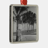 ヤシの木の背面図B&Wで地位をつないで下さい メタルオーナメント (右)