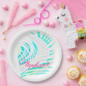 ヤシの木の葉のパターン数々のトロピカルカラー名 ペーパープレート (パーティー)