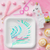 ヤシの木の葉のパターン数々のトロピカルカラー名 ペーパープレート (パーティー)