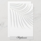 ヤシの木の葉の灰色のモノグラムのな一流のユニークなカッコいい 便箋 (正面/裏面)